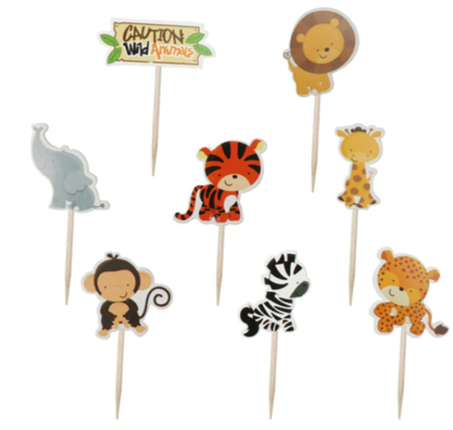 Safari Themed Cupcake Picks - 12 Picks Per Package