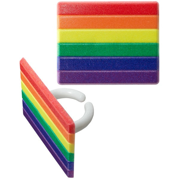 Rainbow Pride Flag Cupcake Ring - 12 Rings