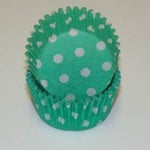 Green Polka Dot, Mini Bake Cups - 50ish Mini Cupcake Liners
