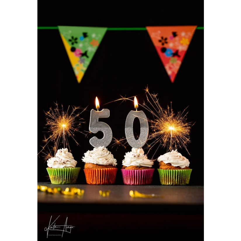 Silver Glitter Number Candle - Number 0
