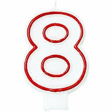 Number Candle - 8 - Red and White