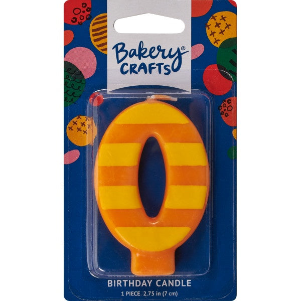 Number Candle - 0 - Orange and Yellow Stripes