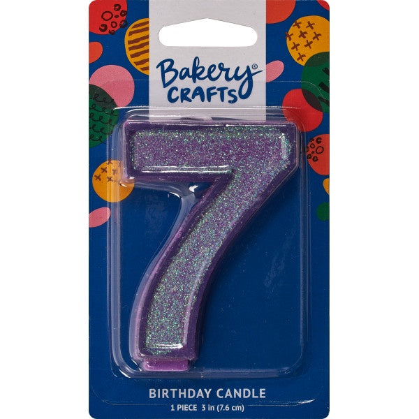 Glitter Number Candle - 7 - Purple