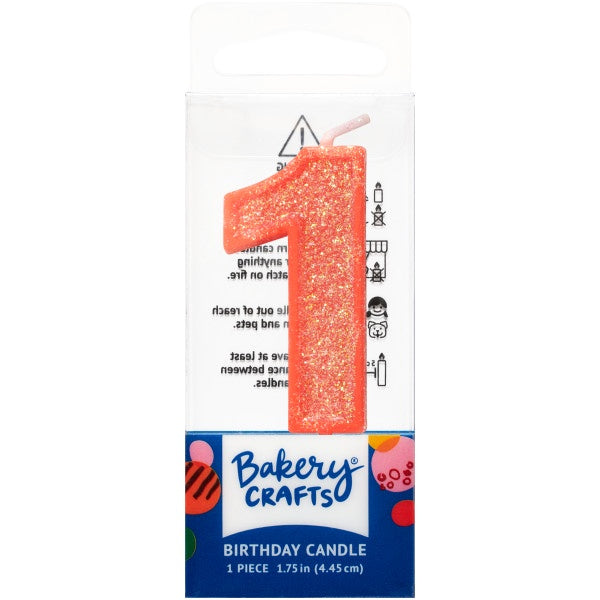 Mini, Number 1, Orange Glitter Candle