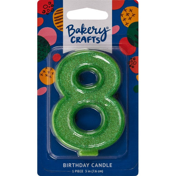 Glitter Number Candle - 8 - Green