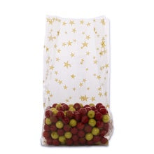 4x2.5x9.5 Cello Treat Bags with Gold Stars - 10 Bags