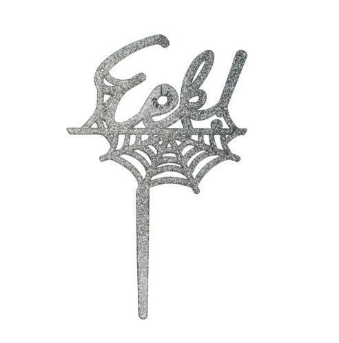Eek! Gray Web Halloween Cake Layon/Pick