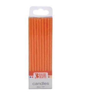 Slim Glitter Orange Candles - 36 Candles