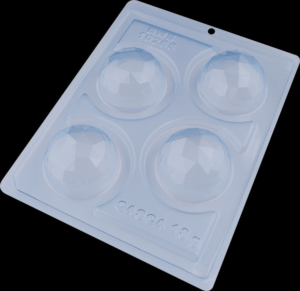 3 Piece, 60MM Gem Cut, Plastic Hot Cocoa Bomb/Sphere Mold