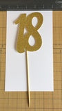 18 Cake Topper - Gold Glitter - Small