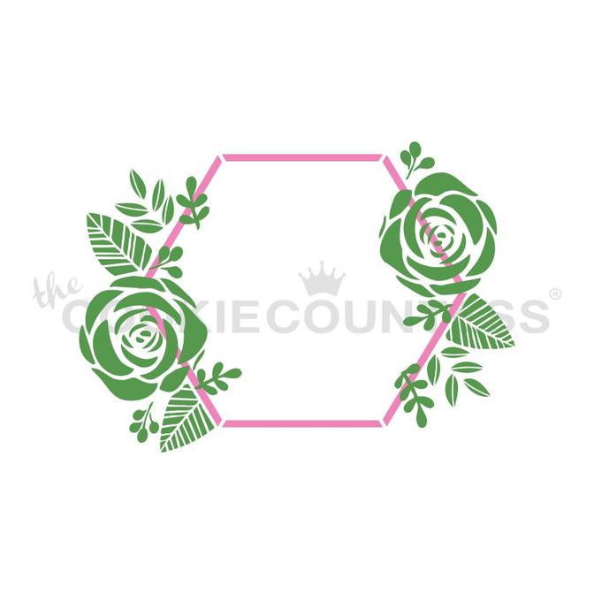 2 Piece Hexagon with Flowers Stencil Set