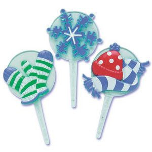 Snowflake, Mittens & Winter Hat Picks - 12 Pieces