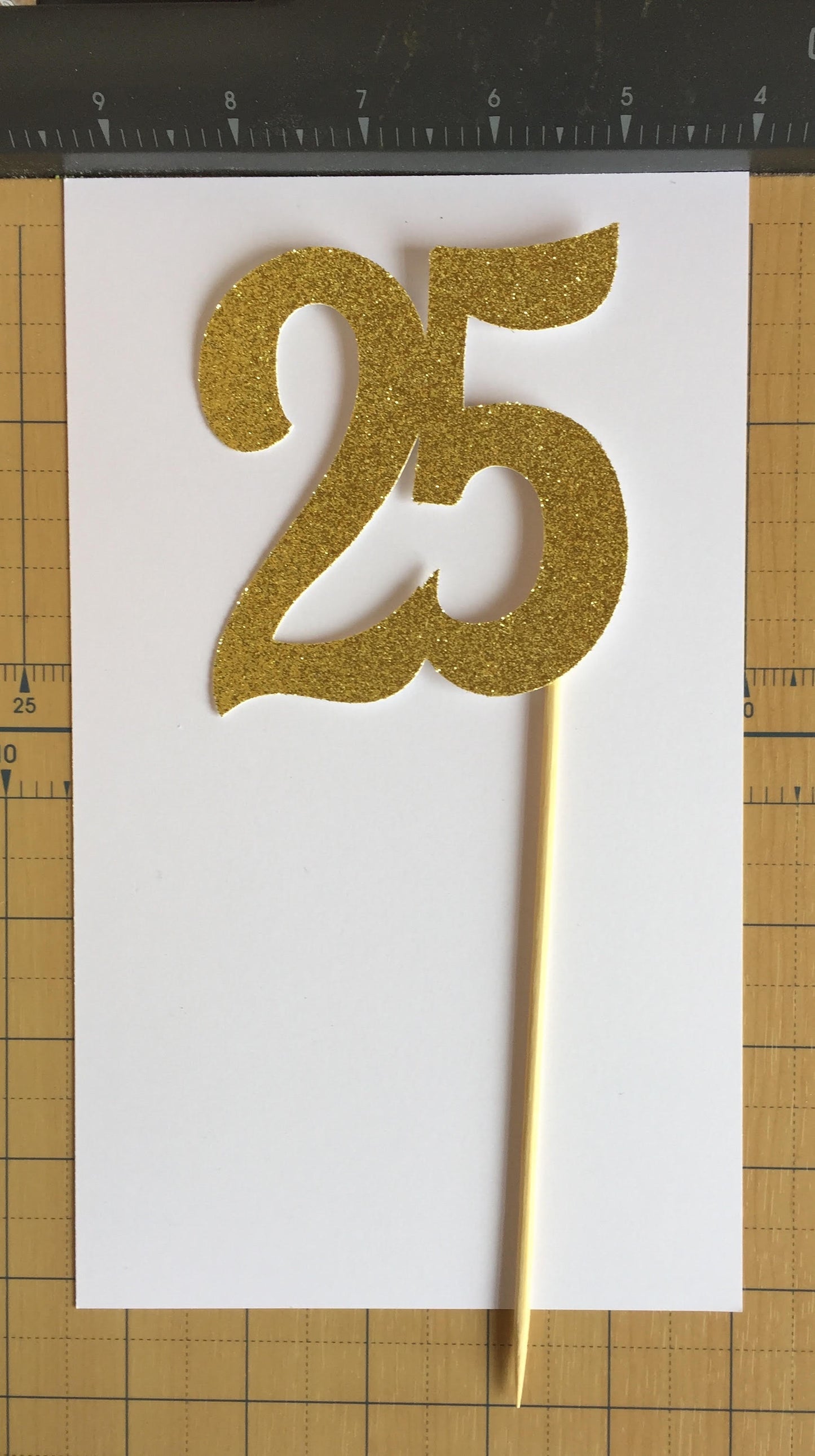 25 Cake Topper - Gold Glitter