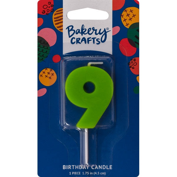 Mini Block Number Candle - 9 - Green
