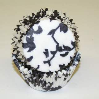 White with Black Ivy Pattern, Standard Size Bake Cups - 50ish Cupcake Liners