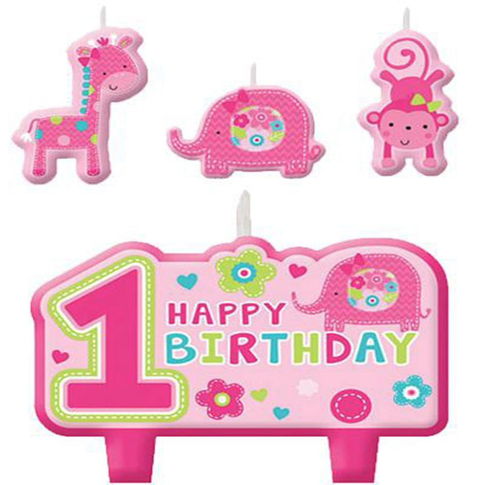 4-Piece 'Wild One' Girl 1st Birthday Candle Set