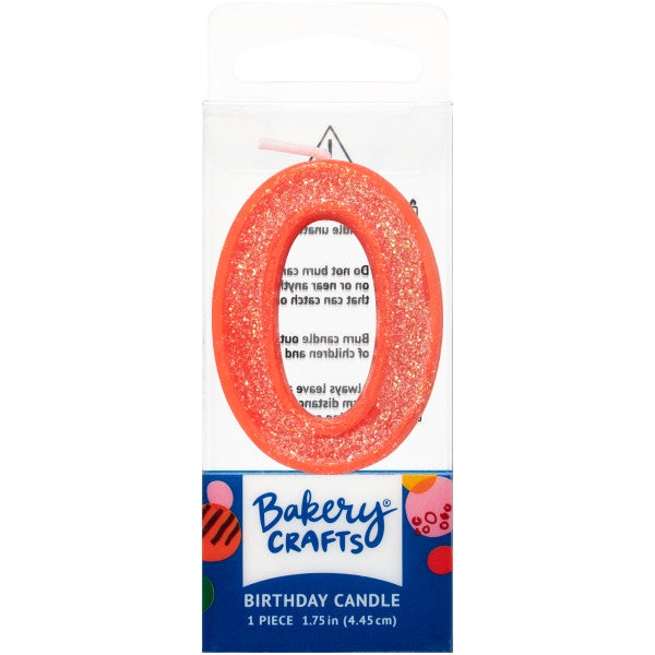 Mini, Number 0, Orange Glitter Candle