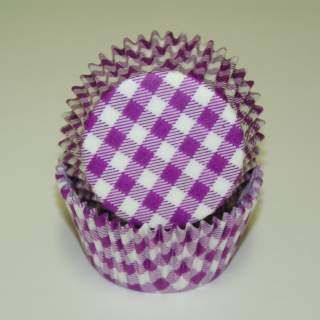 Purple Gingham, Standard Size Bake Cups - 50ish Cupcake Liners