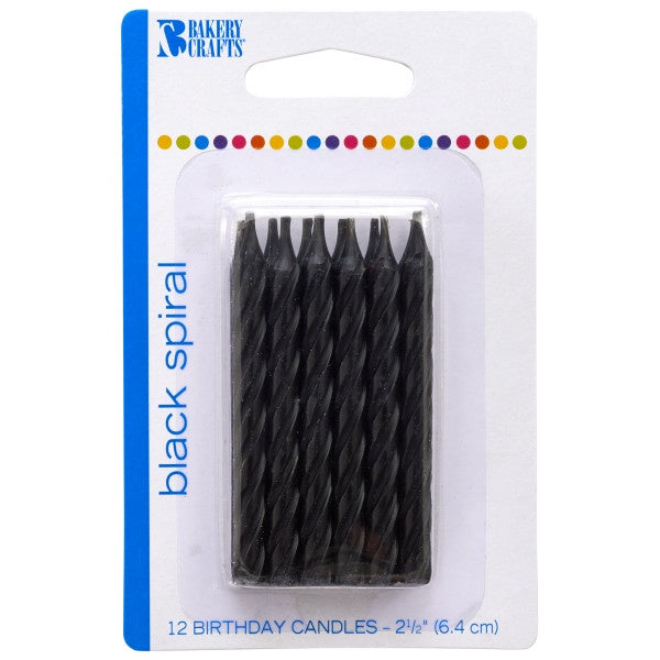 Black Spiral Birthday Candles - 12pc