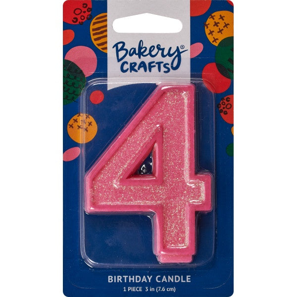 Glitter Number Candle - 4 - Pink