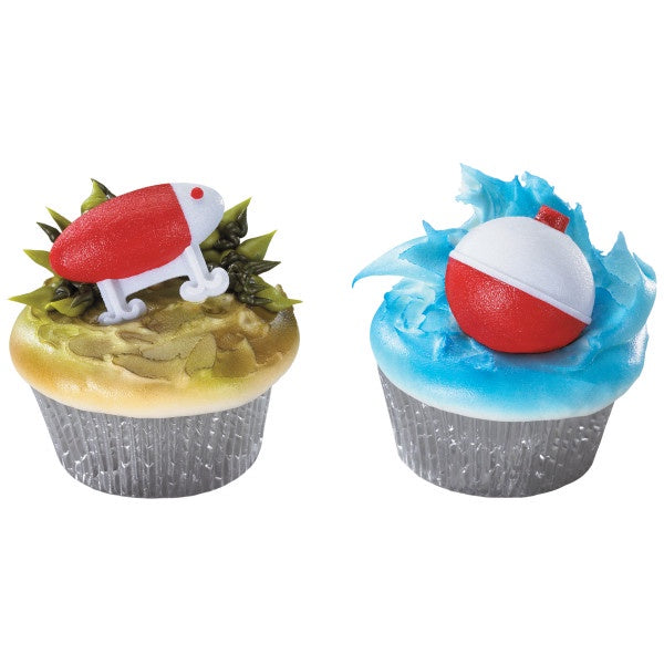 Fishing Lure and Bobber Cupcake Rings - 12 Rings