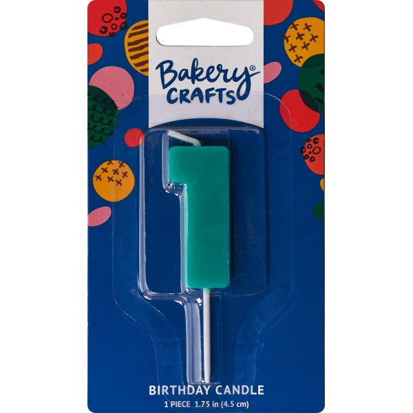 Mini Block Number Candle - 1 - Teal