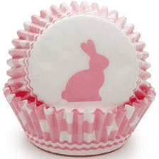 Pink Gingham Bunny Bake Cups - 50 Cupcake Liners