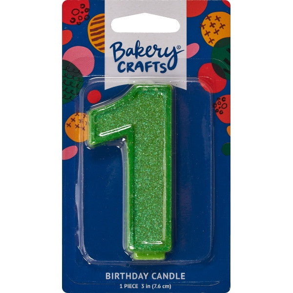 Glitter Number Candle - 1 - Green