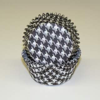 Black Houndstooth, Standard Size Bake Cups - 50ish Cupcake Liners