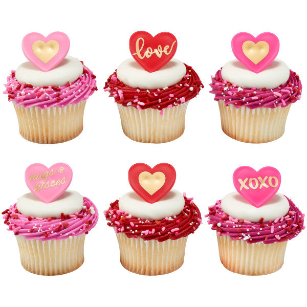 Love Heart Cupcake Rings- 12 Cupcake Rings