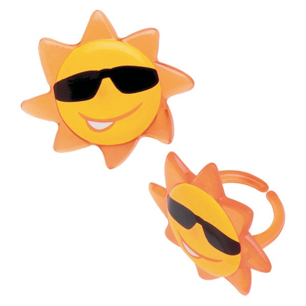 Sun Face Cupcake Rings - 12 Rings