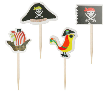 Pirate Themed Cupcake Picks - 12 Picks Per Package