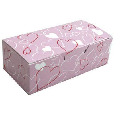 Pink w/Hearts, Entangled Hearts Candy Box, 1 LB, 1 Piece Folding Box