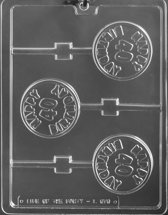 Happy 40th Birthday Lollipop Chocolate Mold