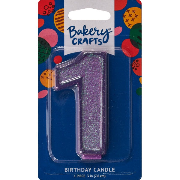 Glitter Number Candle - 1 - Purple