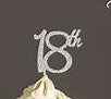 18th Birthday Cupcake Picks - Silver Glitter - 10poc