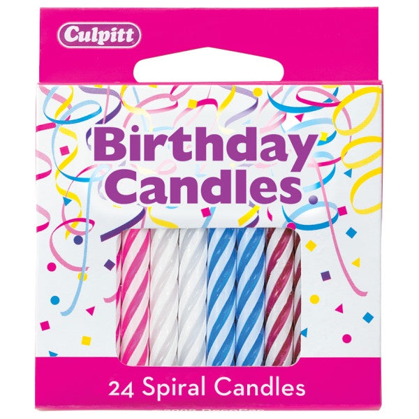 Classic Spiral Birthday Candles - 24pc