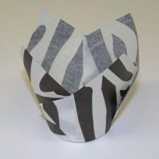 Black & White, Zebra Pattern Tulip Cup Cupcake Liners - 24 Tulip Cups