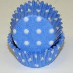Light Blue Polka Dot, Mini Bake Cups - 50ish Mini Cupcake Liners