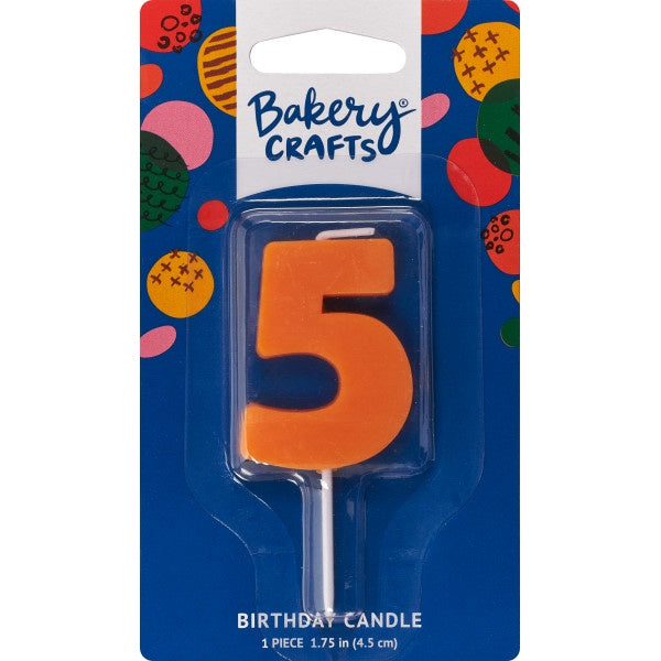 Mini Block Number Candle - 5 - Orange