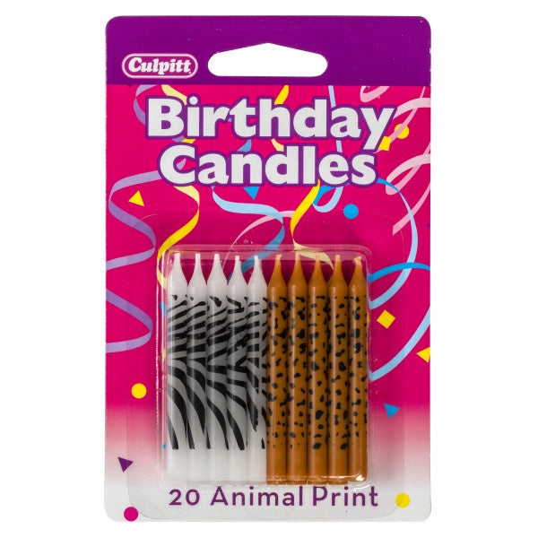 Animal Print Birthday Candles, 20pc