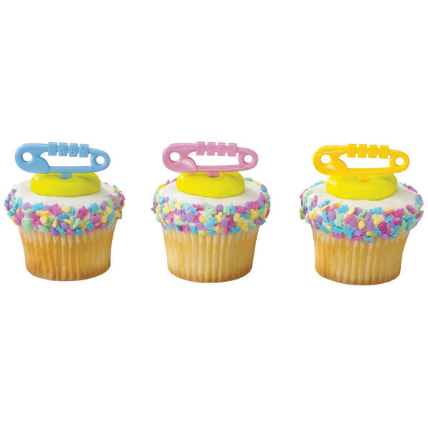 Baby Diaper Pins Cupcake Picks - 12 Picks