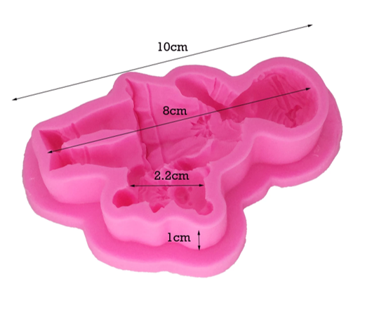 Baby Girl with Teddy Bear Silicone Mold