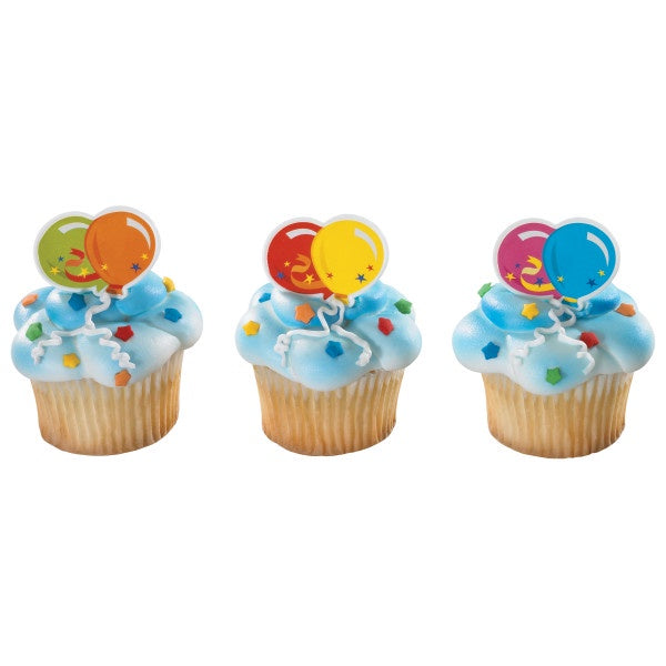 Birthday Balloon Cupcake Rings, 12 Cupcake Rings