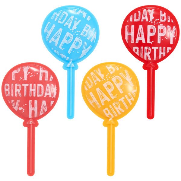 Happy Birthday Balloon Cupcake Picks, 12 Cupcake Picks