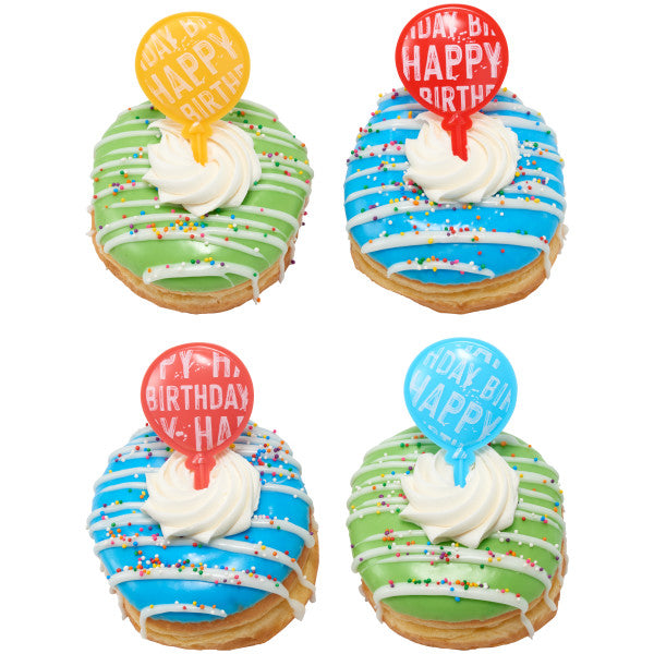 Happy Birthday Balloon Cupcake Picks, 12 Cupcake Picks