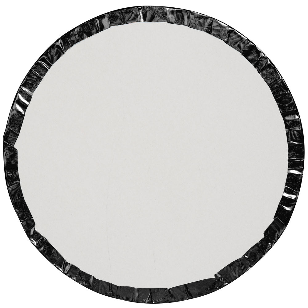 image of the back of a 12 inch round black cake drum that is 1/2 inch thick