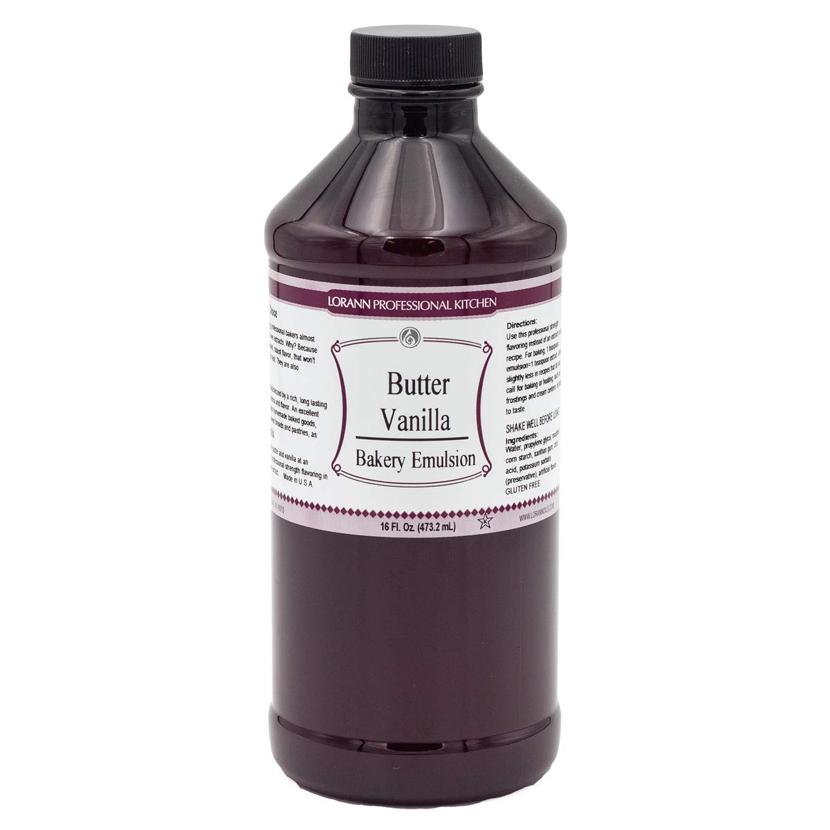 image of 16 oz bottle of lorann oils butter vanilla bakery emulsion