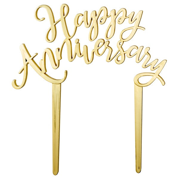 Happy Anniversary Gold Cake Topper
