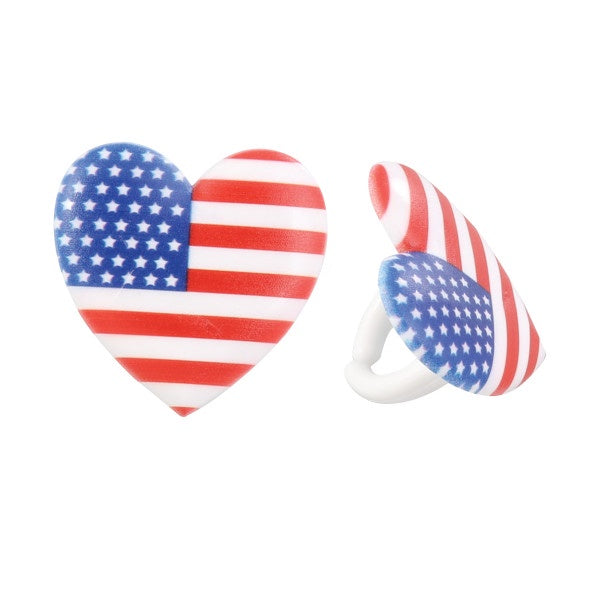 I Love The USA Cupcake Rings - 12 Rings